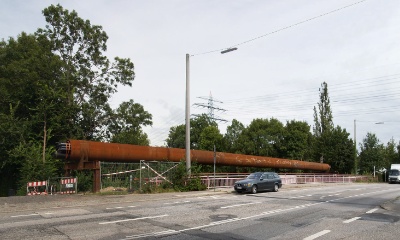 provisorische Leitungsbrücke an der Brücke der Frohmestraße